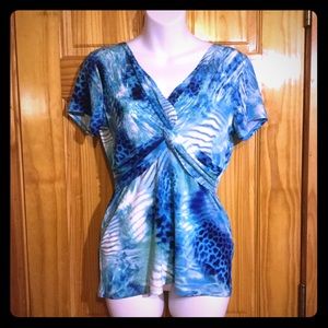 Ocean color animal print blouse